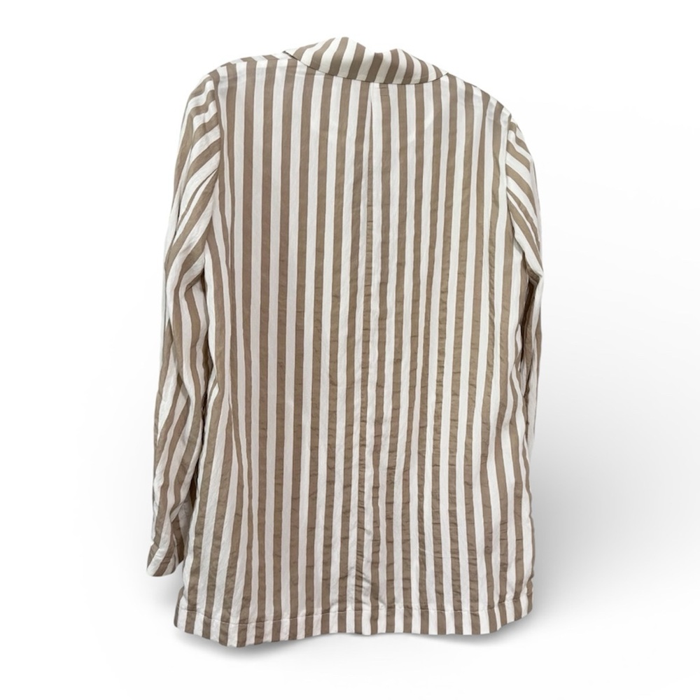 Zara Double Breasted blazer tan and white stripes lightweight size small - Picture 3 of 8